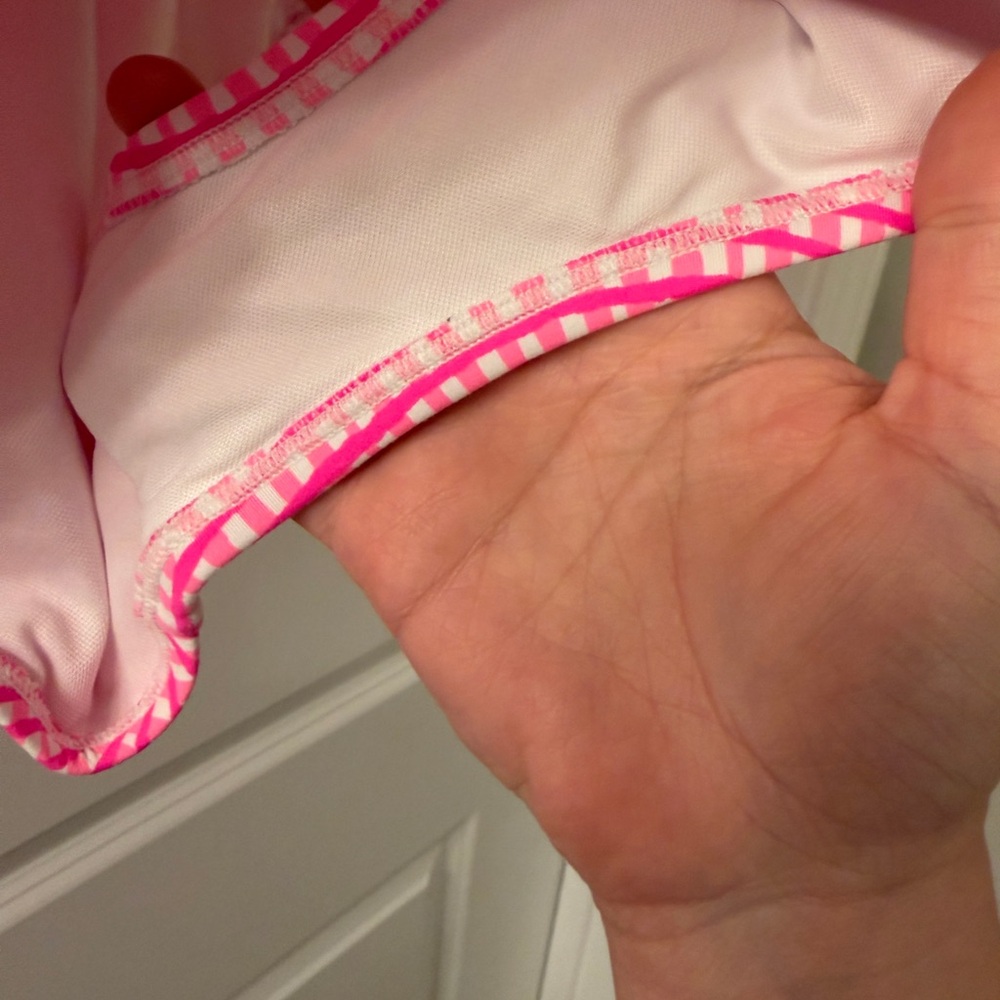 Lilly Pulitzer Pink Gingham One-Piece Swimsuit Bandeau Strapless 14 - Picture 2 of 6